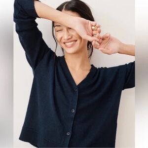 Jenni Kayne linen cropped navy cardigan, XS